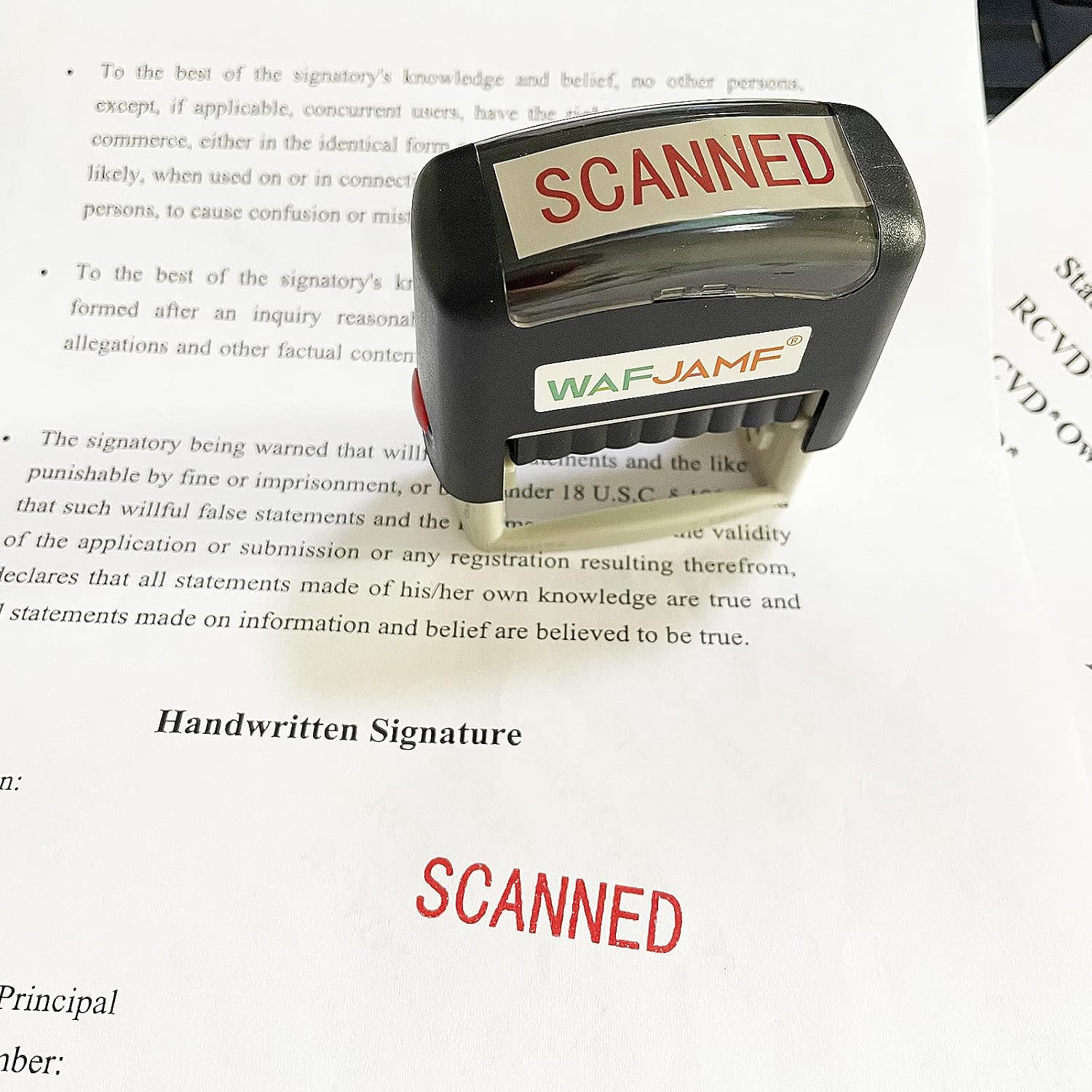 Scanned Message Stamp Self Inking Rubber Office Red Medium | Refillable Busines