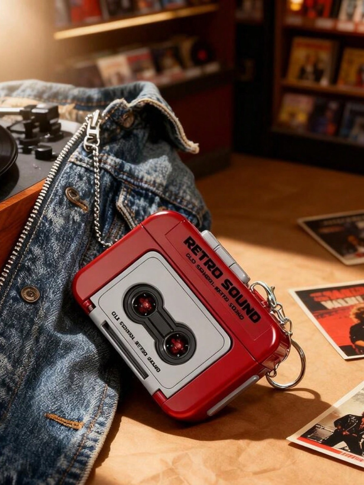 Mini Retro Tape Recorder Keychain Cassette Player Bag Charm Cute Y2K Gift