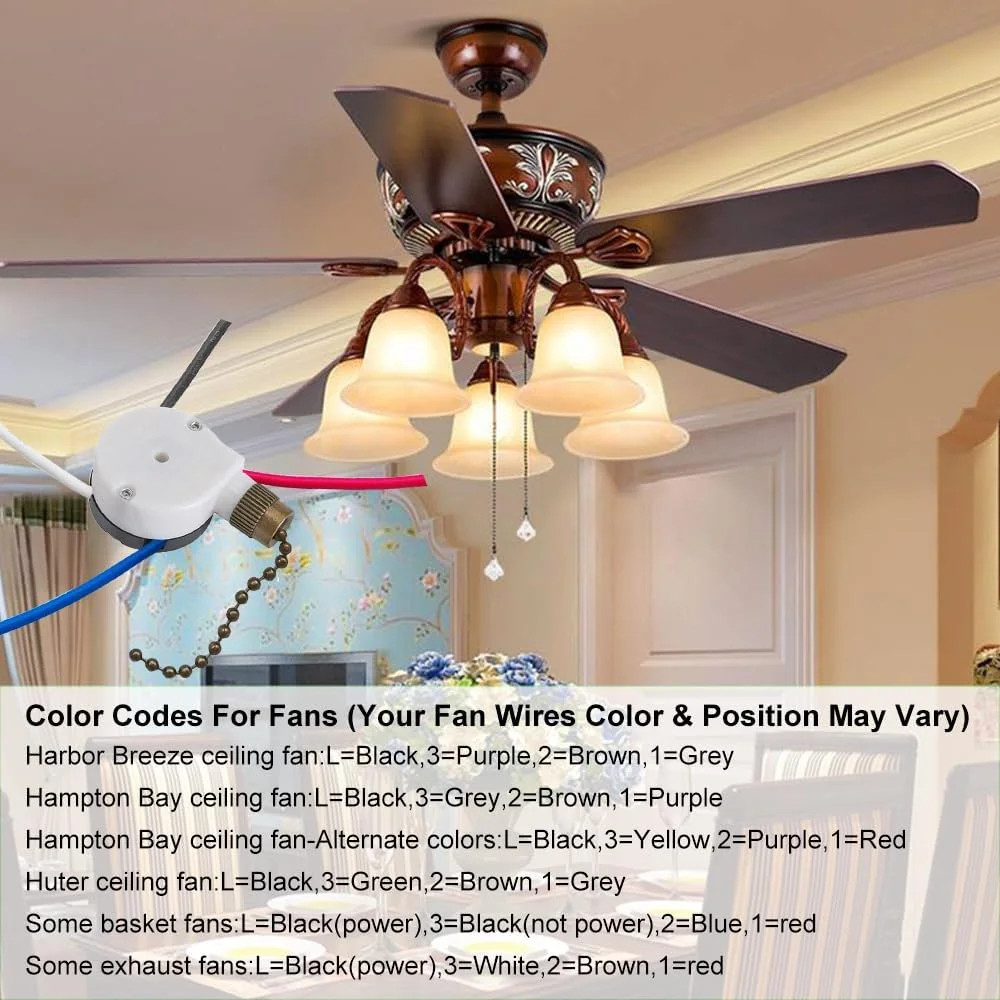 Ceiling Fan Switch 3 Speed 4 Wire Replacement Part for Hunter Hampton Bay
