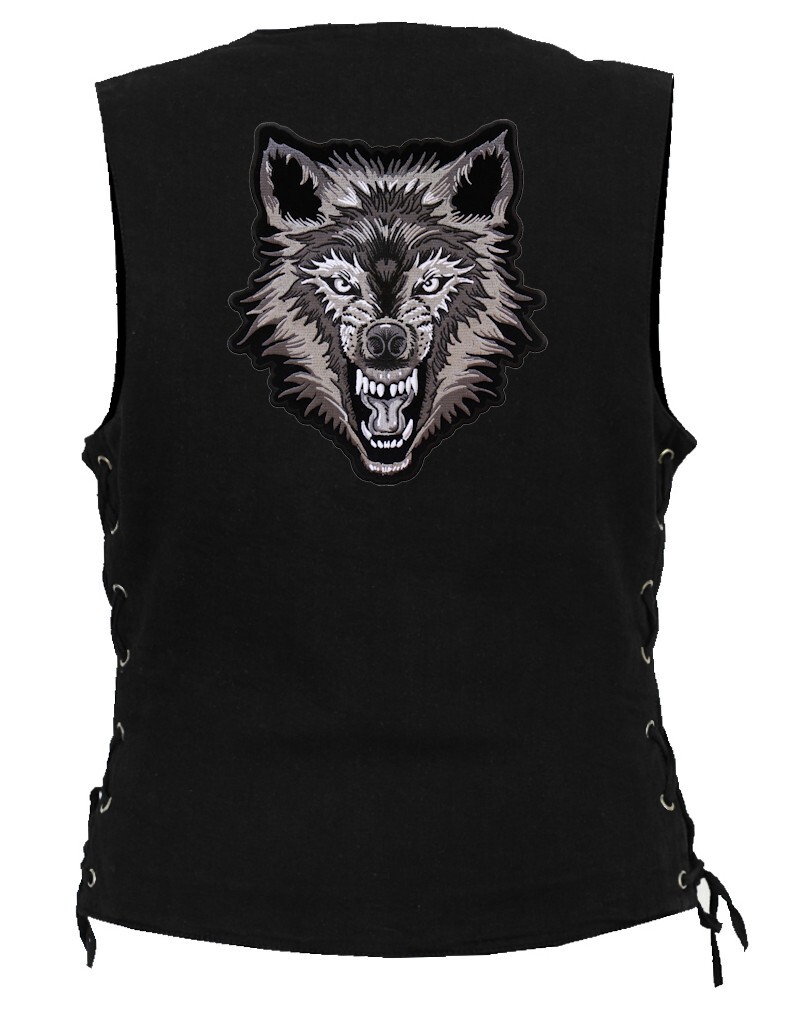 Large Angry Snarling Wolf Wolves Embroidered Biker Patch