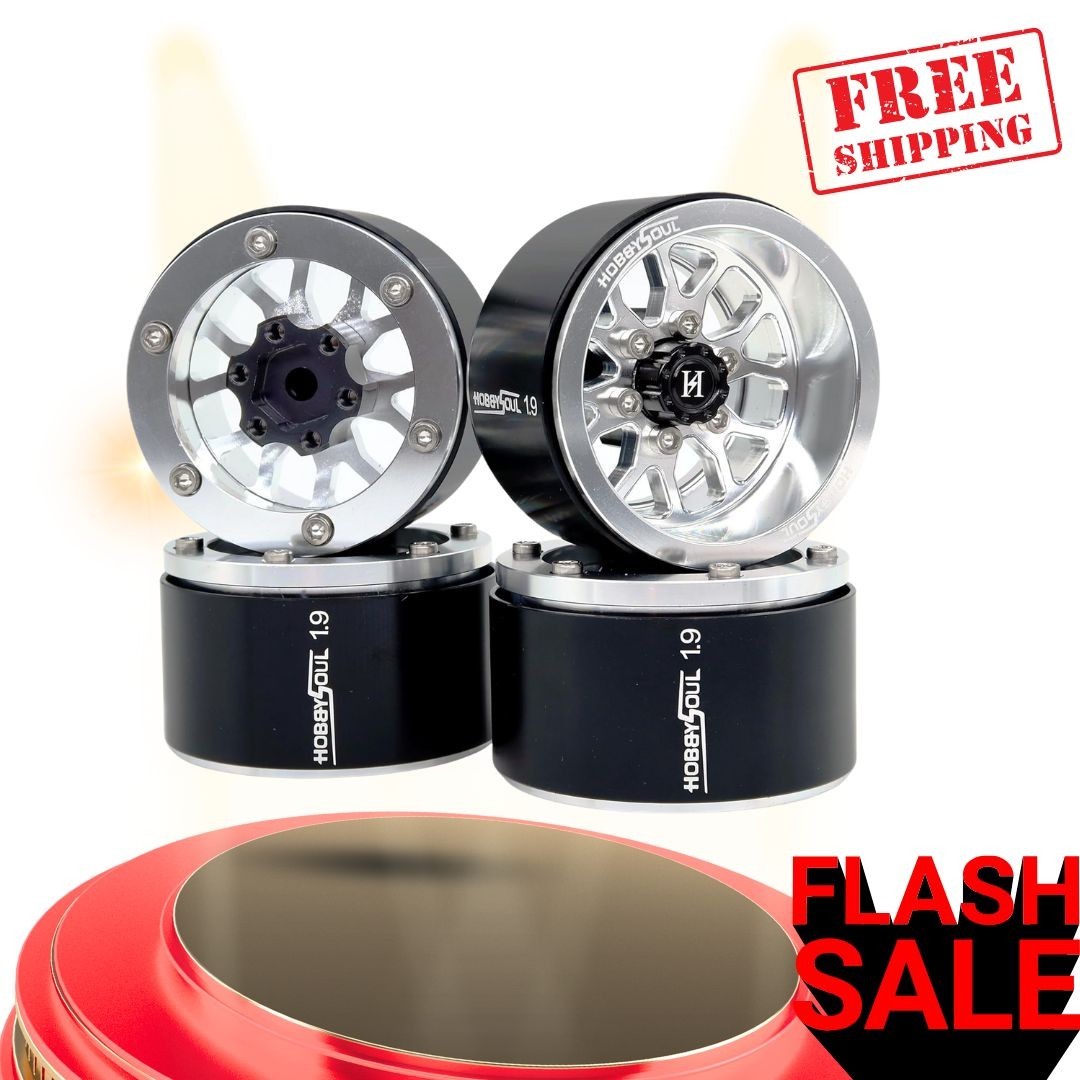 4PCS 1.9 Beadlock Wheels, -10.5mm Offset 33mm Wide Metal Rims for 1/10 RC Crawle