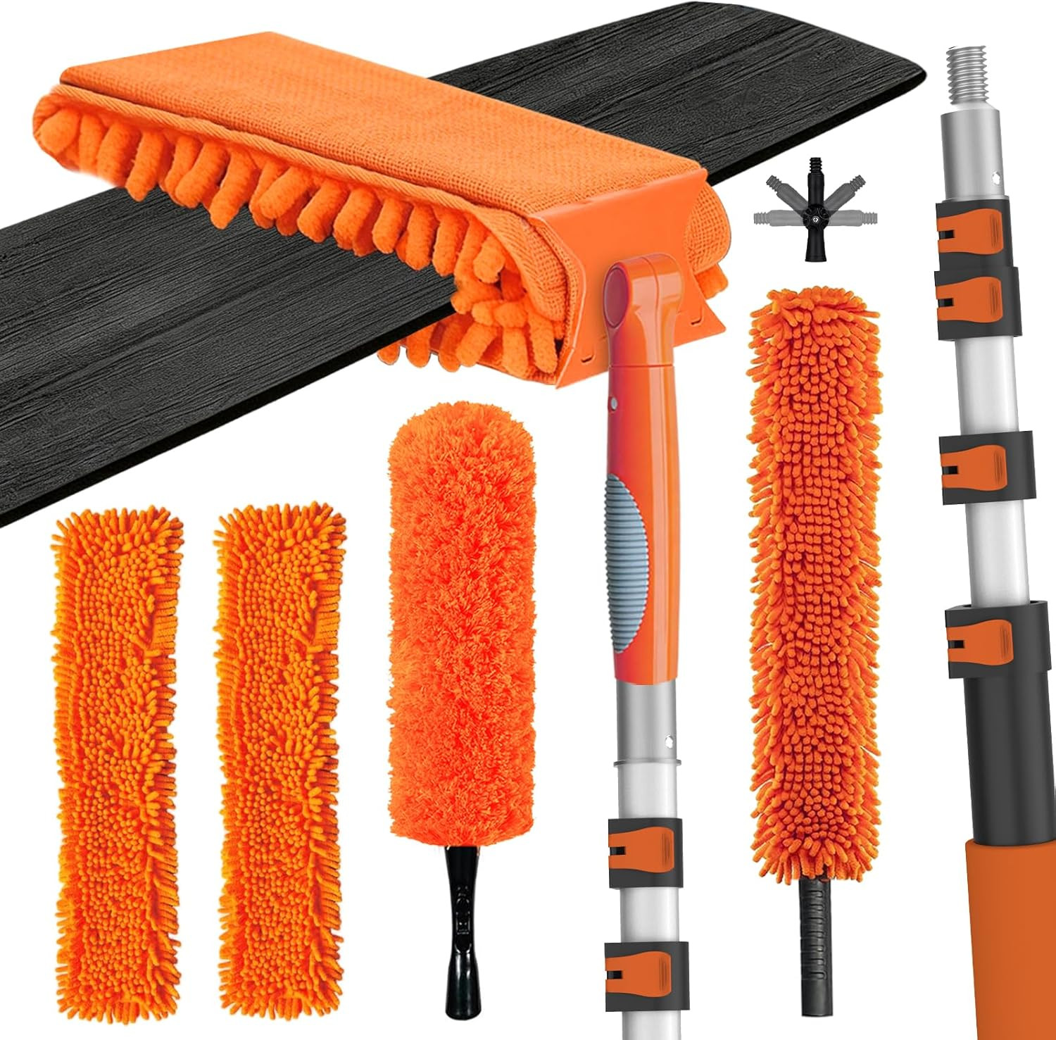 26FT Reach Ceiling Fan Cleaner Duster, Fan Blade Cleaner Kit with 5-20FT Extensi