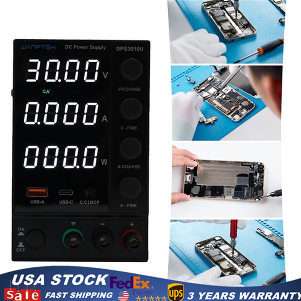 DC 0-30V 0-10A Power Supply Lab Variable Adjustable Regulated Bench Switching