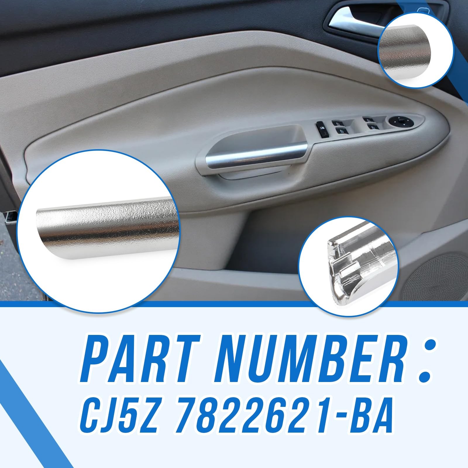 HQPARRTS Front LH Door Handle Grab Trim LEFT DRIVER SIDE,Silver, Silver