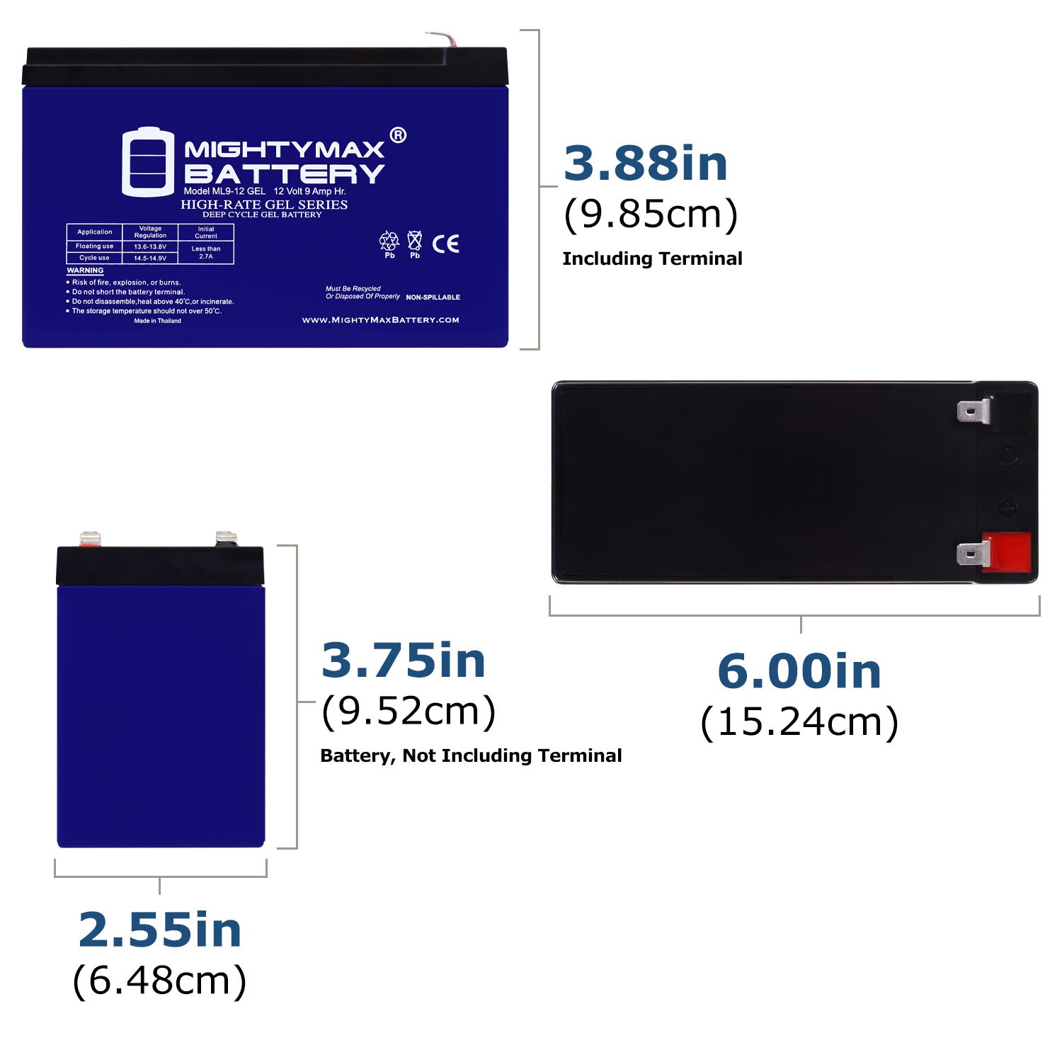 Mighty Max 12V 9AH GEL F2 Replacement Battery Compatible with Haijiu 6-DZM-7