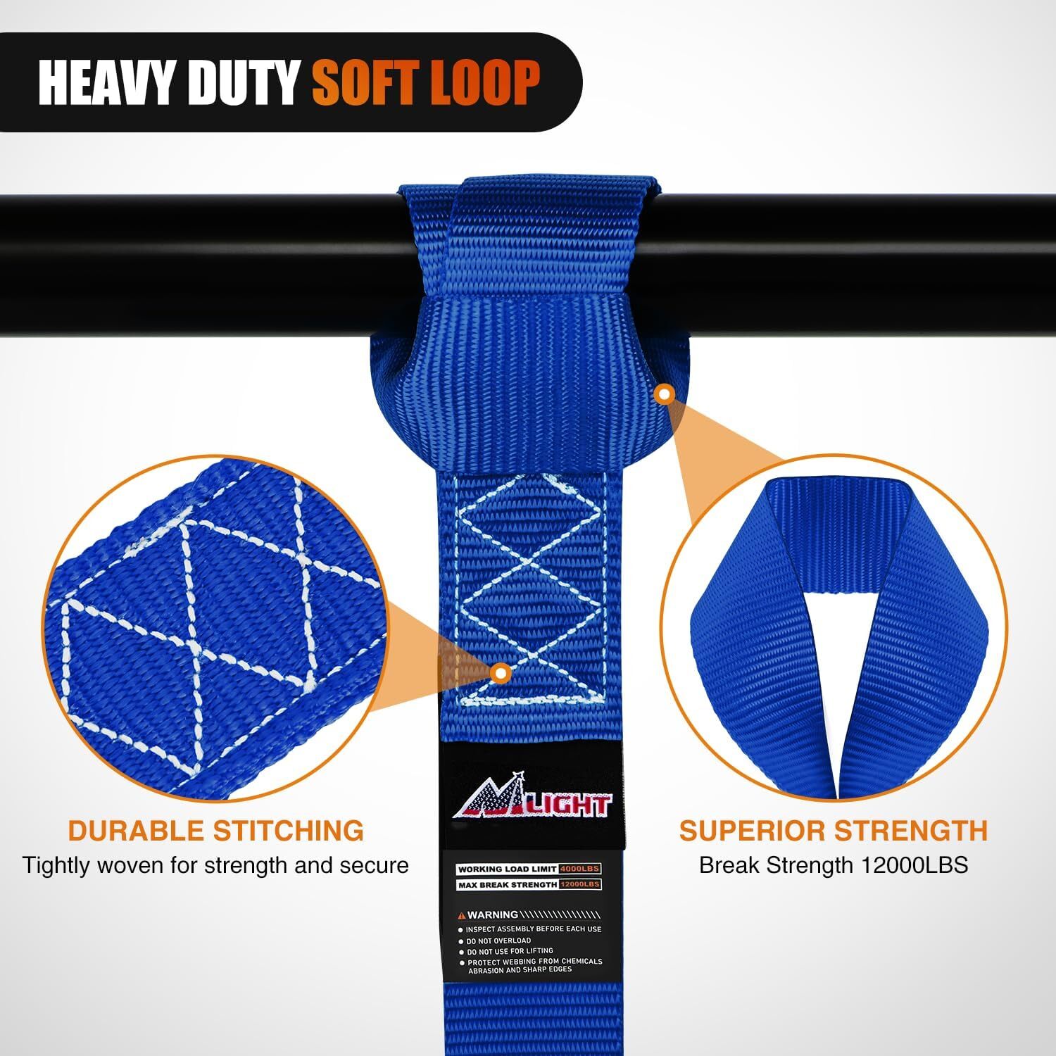 Nilight Motorcycle Tie Down Straps Max Break Strength 12000Lbs Blue