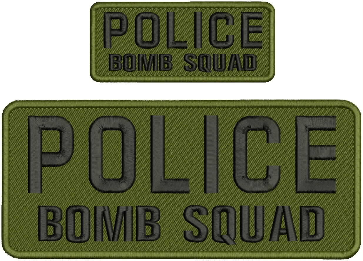 Collectible 2 Embroidery Patch Police B Squad 4x10 and 2x5 Black On Od Green