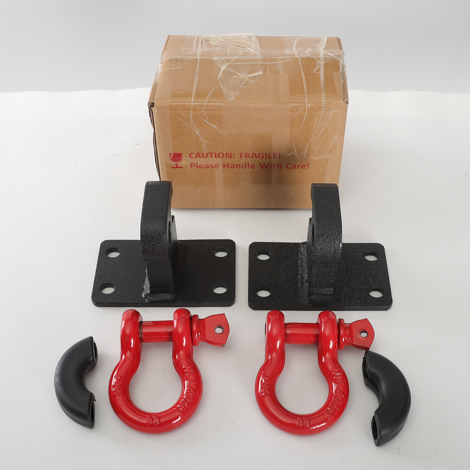2PCS Front Tow Hook Mount Brackets & D-Ring Shackles For 2010-2020 Ram 2500/3500