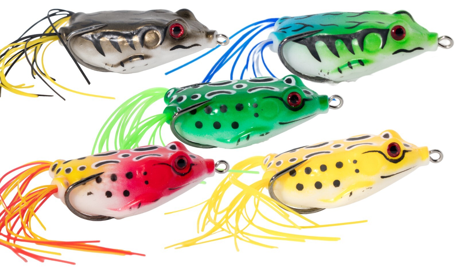 GOLURO Topwater Frog Lures for Explosive Bass Fishing Action - Set of 5