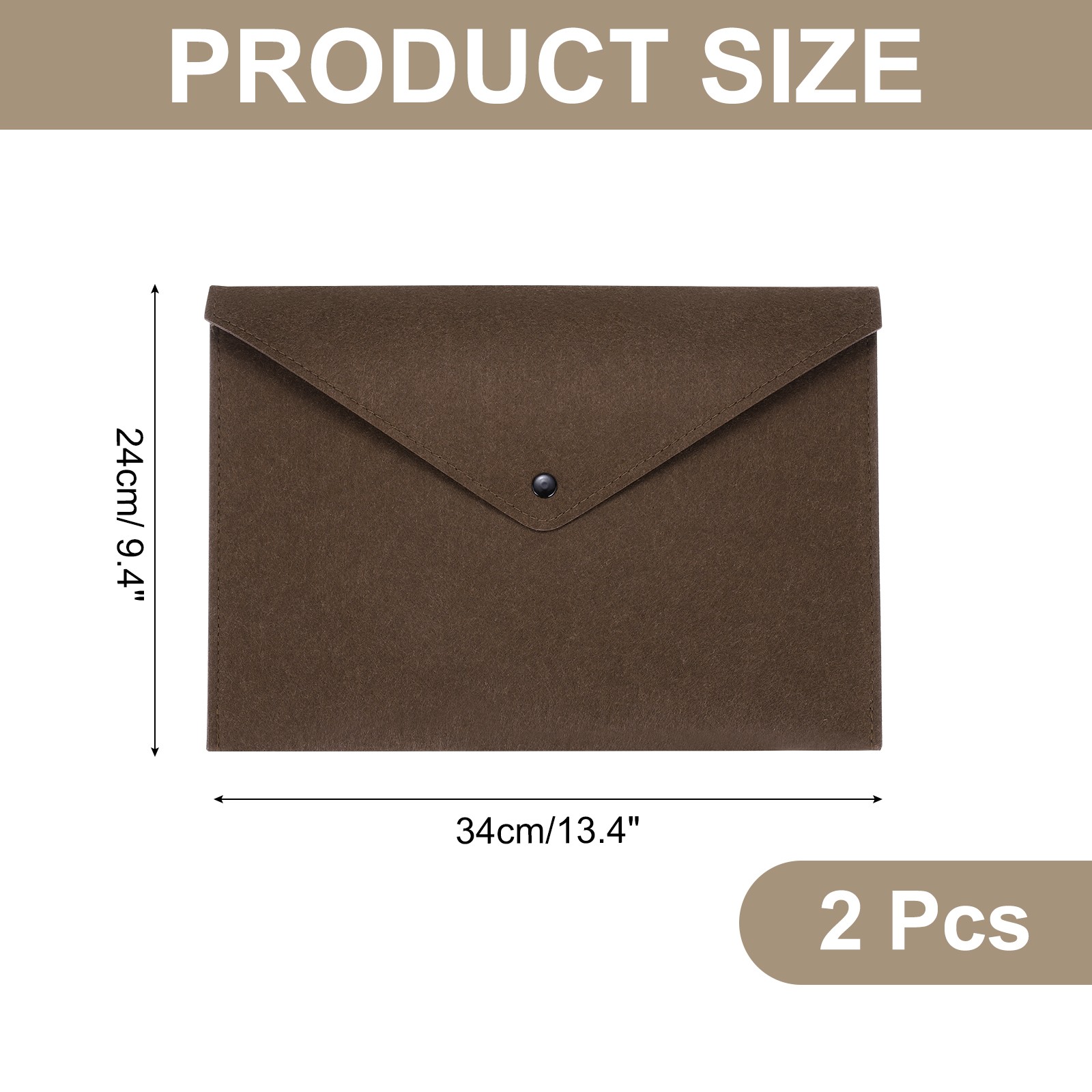 2 Pcs Felt File Folders, Folder File Document with Button Closure(Dark Brown)