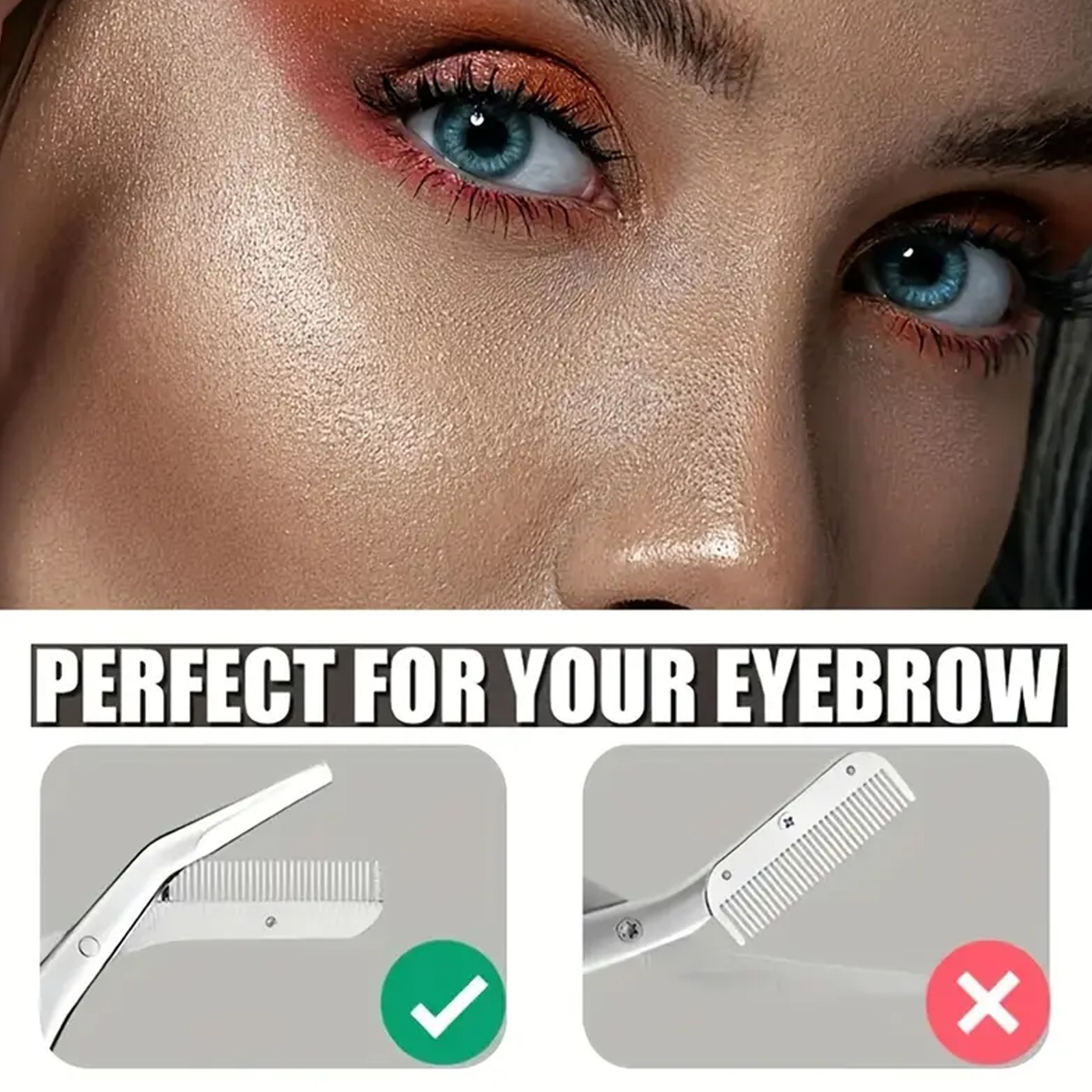 Stainless Steel Eyebrow Scissors with Comb - Precision Brows Grooming Tool