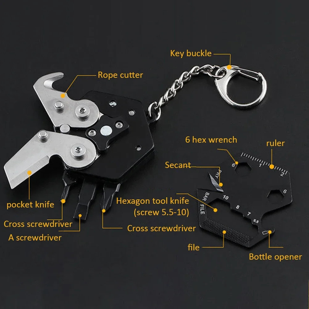 Multifunctional EDC Keychain Screwdriver Hex Coin Folding Pocket Tool