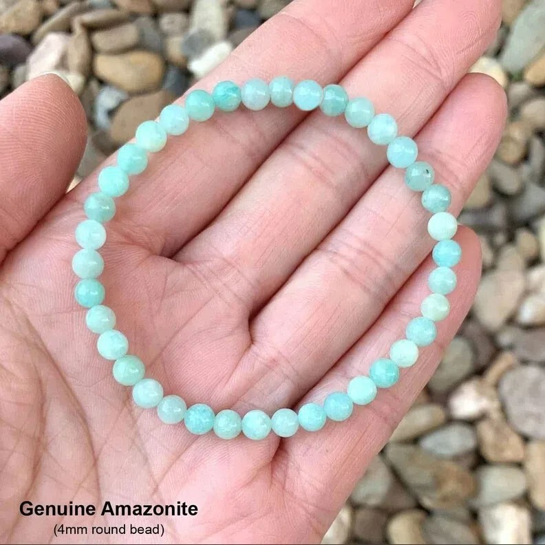 Natural Green Amazonite 4mm Beads Healing Spiritual Crystal Chakra Bracelet