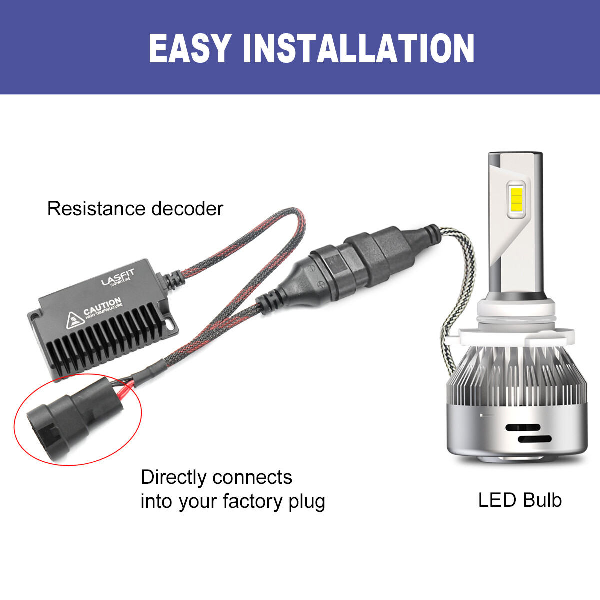 2x 9012 9006 9005 LED Headlight Bulb Error Free Anti Flicker Resistor Decoder