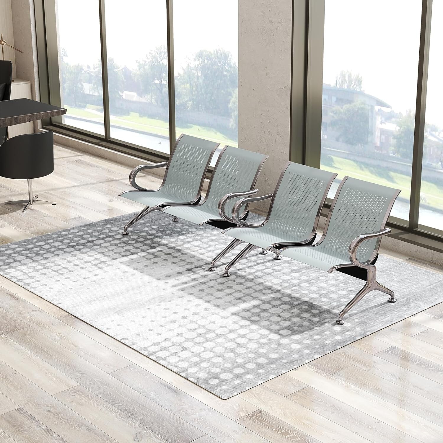 Metal Waiting Room Chair Office Bank Hospital Salon Guest Reception Bench Sliver