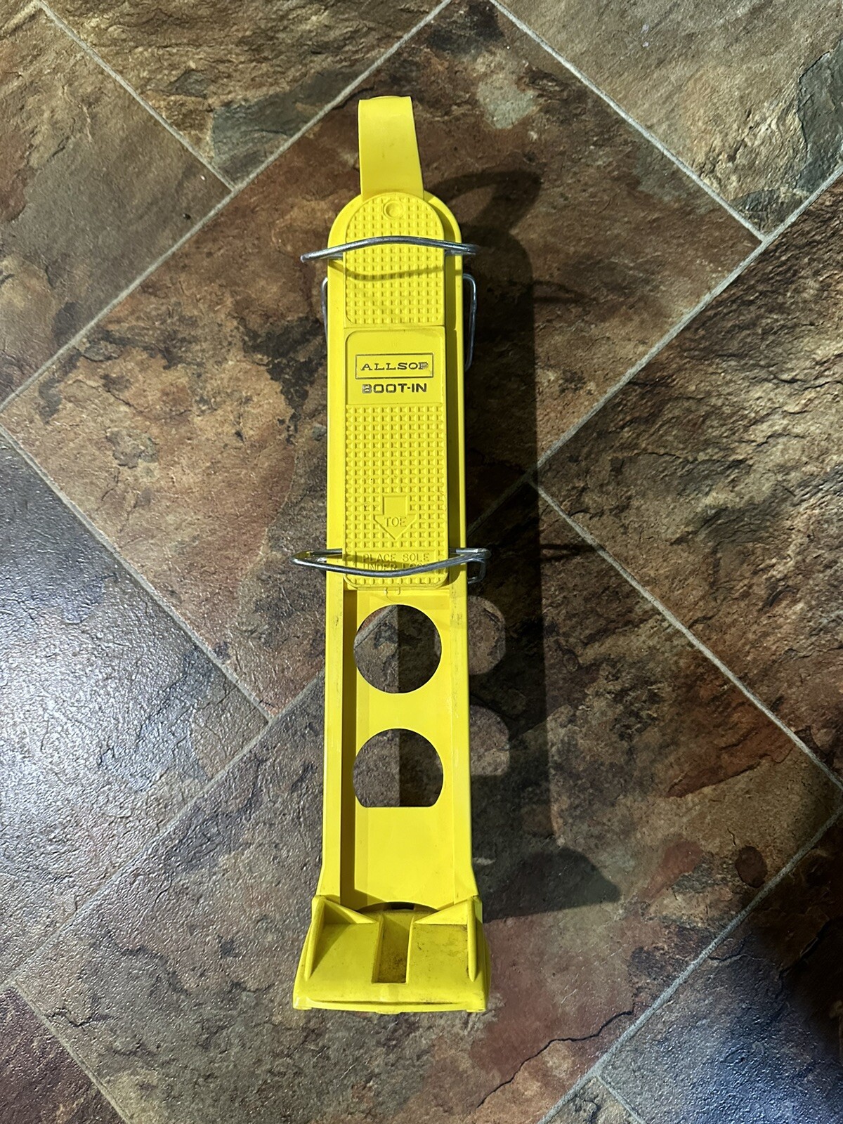 Vintage ALLSOP BOOT-IN Ski Boot Carrier Holder Tote w/ Handle YELLOW RETRO COOL!