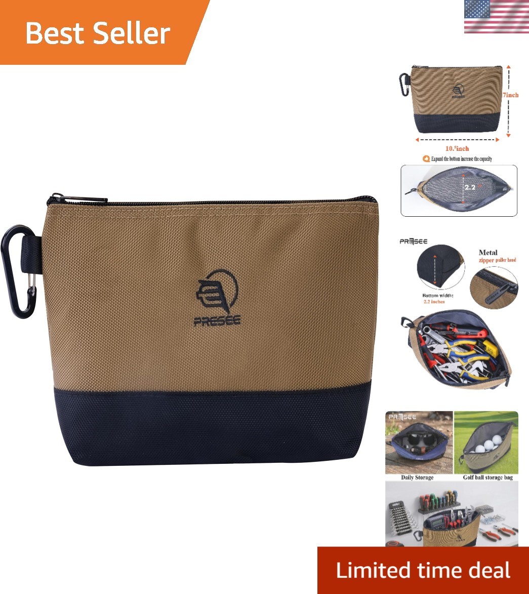 Waterproof 10.5 Inch Tool Bag - Heavy-Duty Zipper Pouch with Carabiner Handle