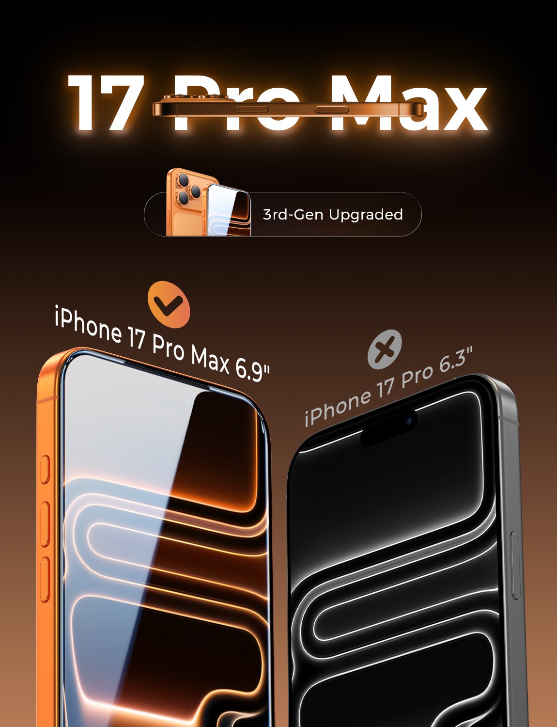 MAGIC JOHN 3rd Gen Upgraded for iPhone 17 Pro Max Screen Protector 2Pack Clear