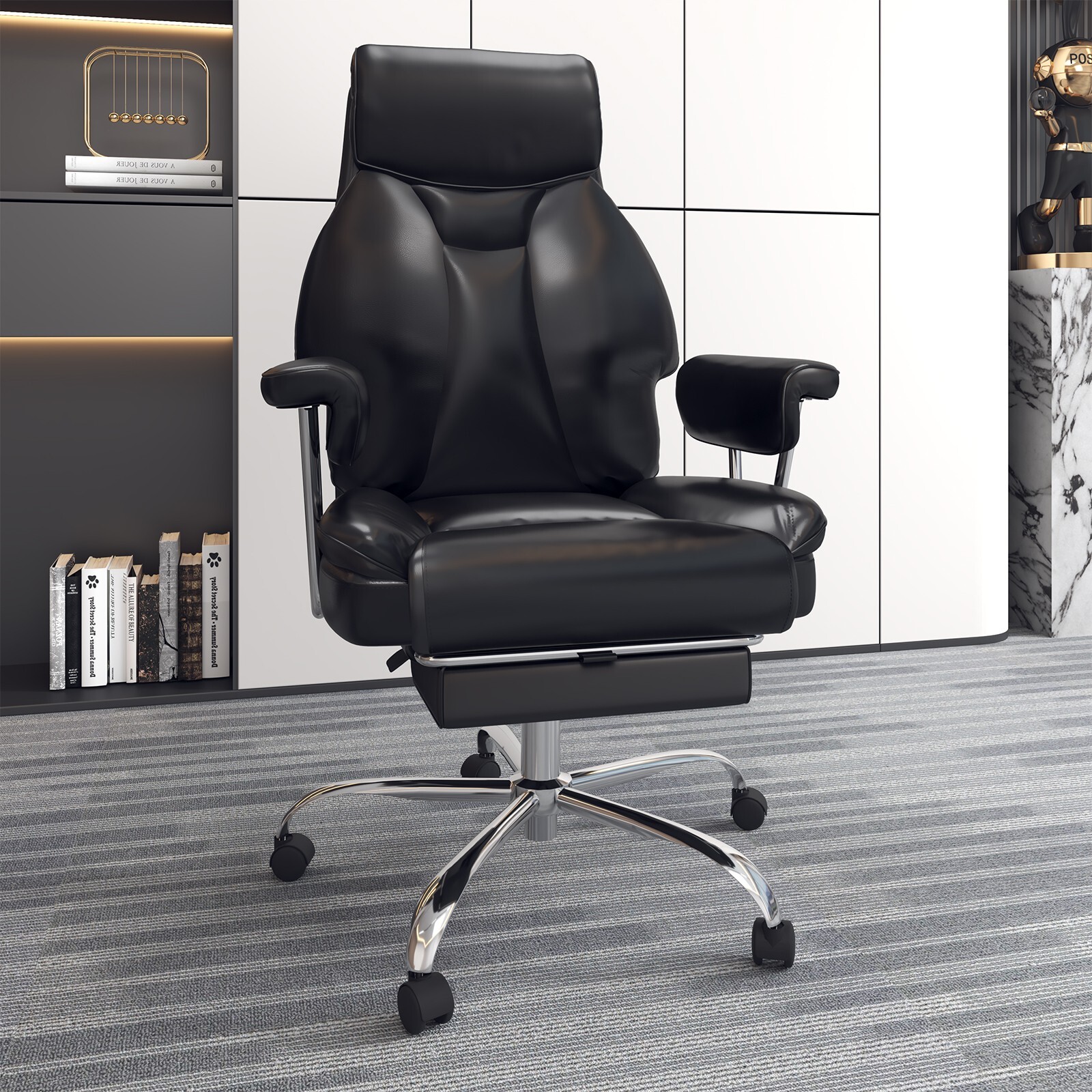 Leather Office Chair Ergonomic Desk Chairs Large Tall Office Chair