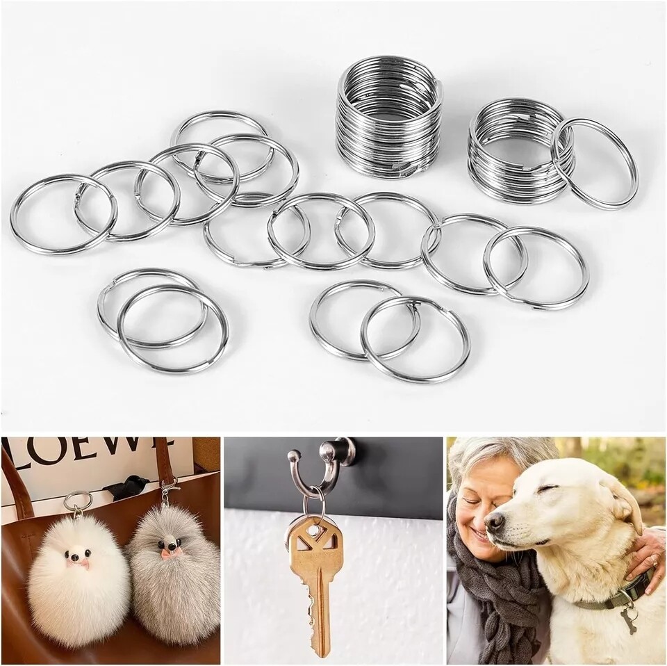10/20x Stainless Steel Split Key Ring Round Wire Keychain Jump Ring Metal Loop