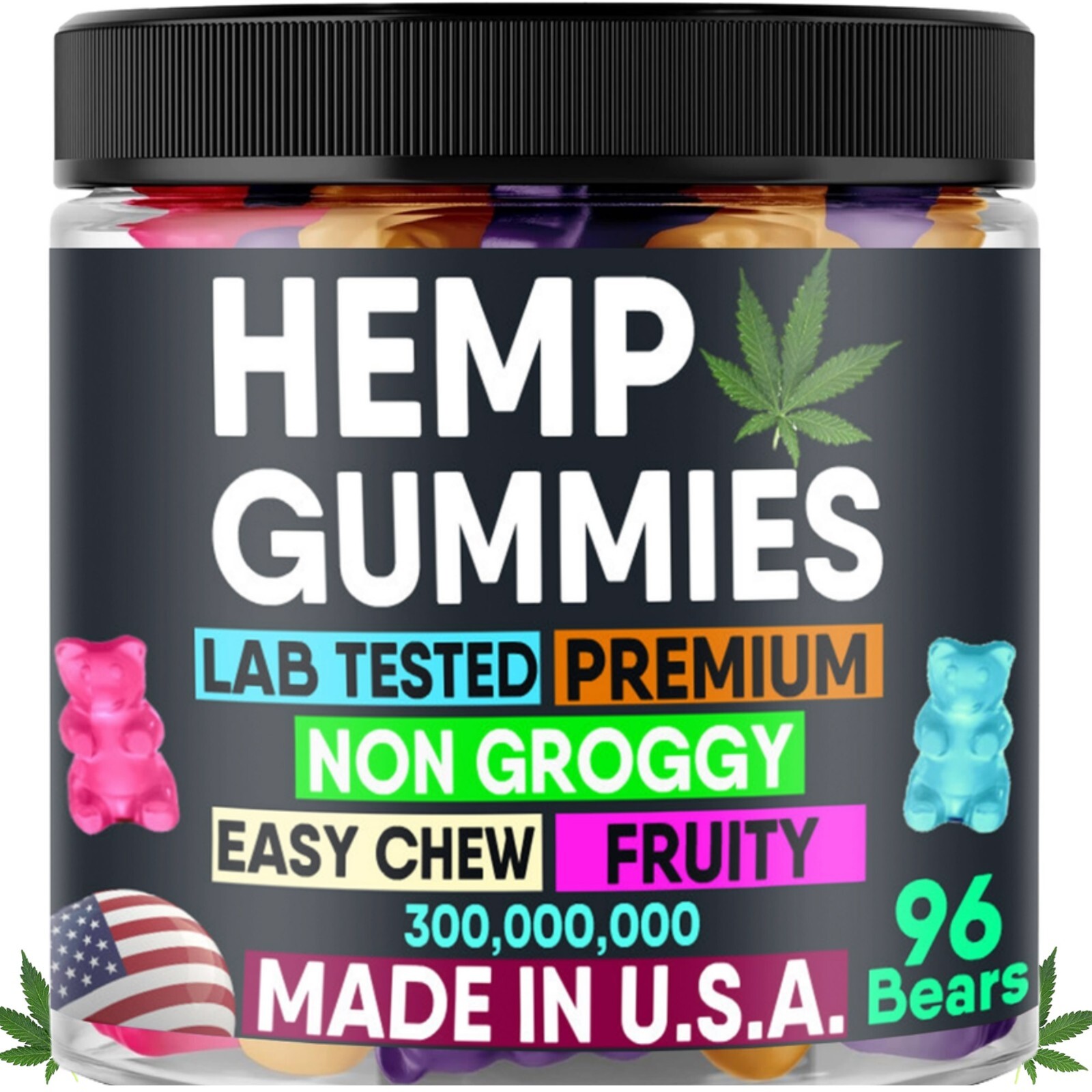Deep Sleep Natural Gummies -Anxiety, Stress, Night, Gummy Bears-Made In USA