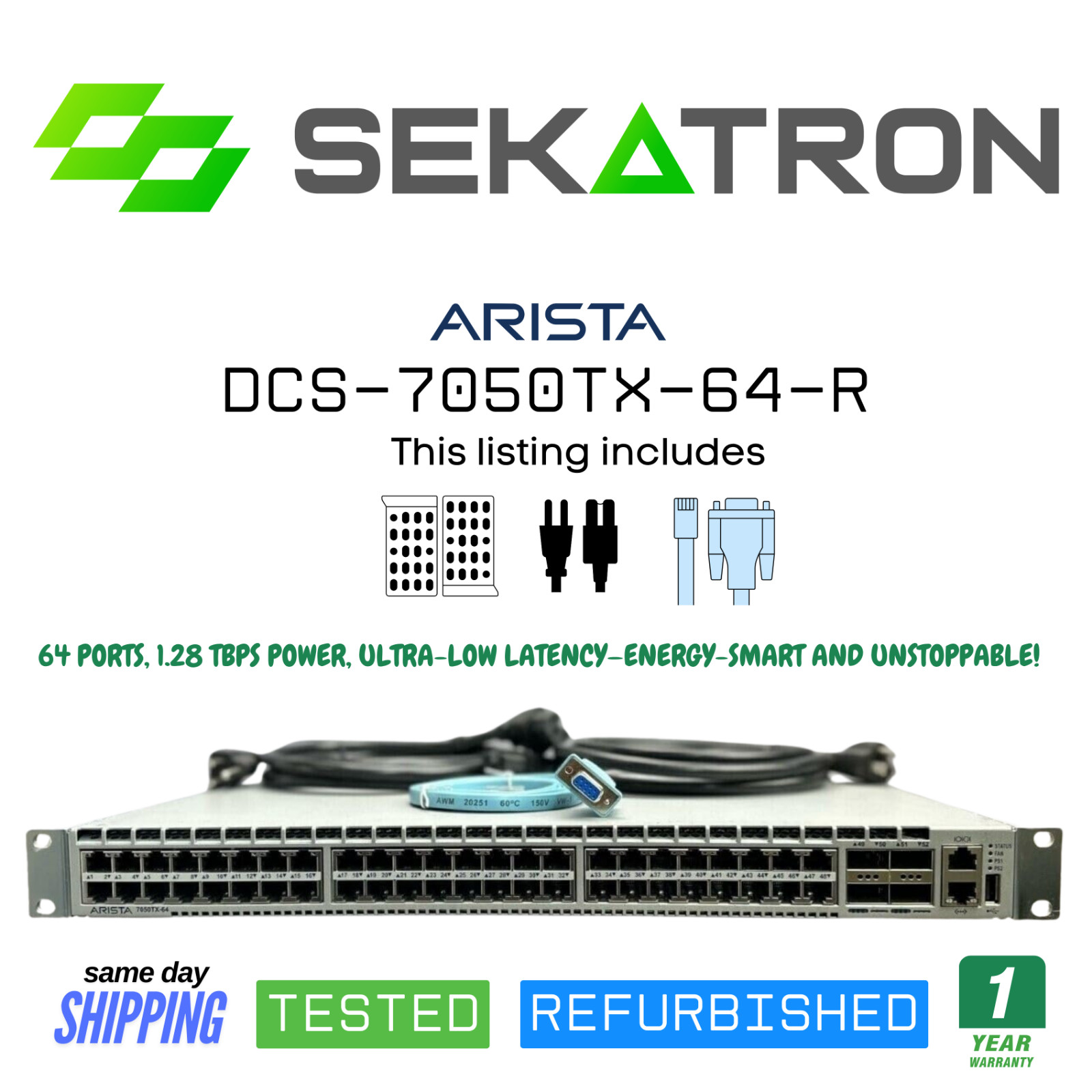 ♻️ Arista DCS-7050TX-64-R 10GbE 4x40GbE Uplinks R-F Airflow Switch⚡Fast Ship
