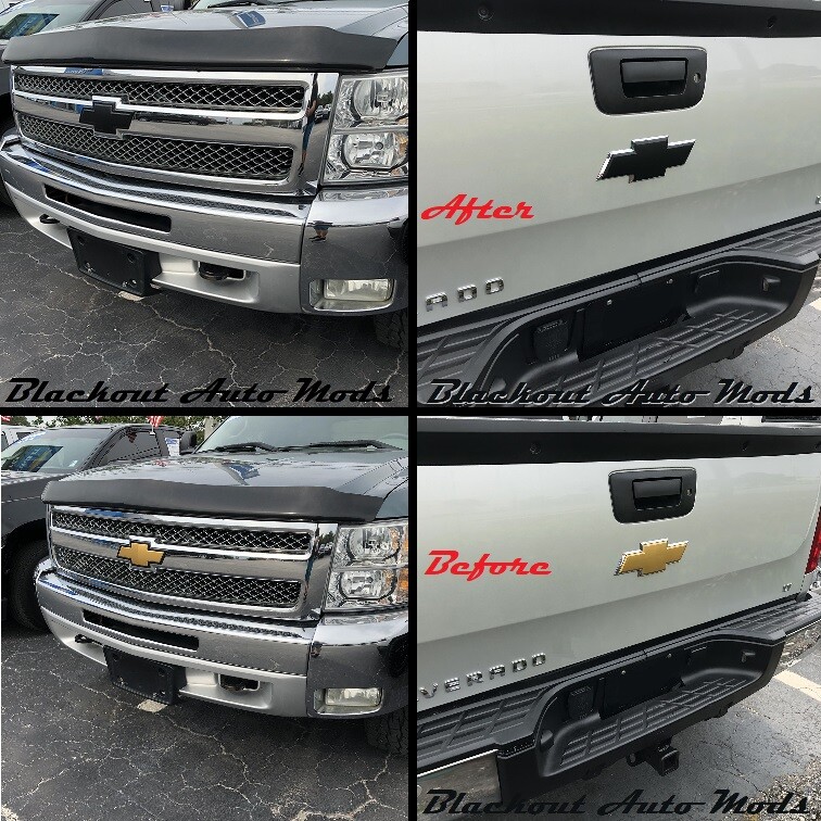 Matte Black 2007-2013 Chevy Silverado BowTie Emblem Overlay Decal Set of 2