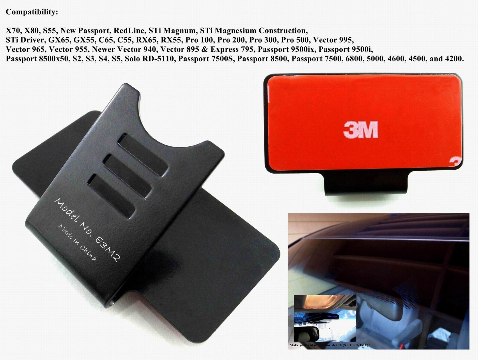 1pc. NEW Permanent Windshield Mount For The Beltronics / Escort Radar Detectors