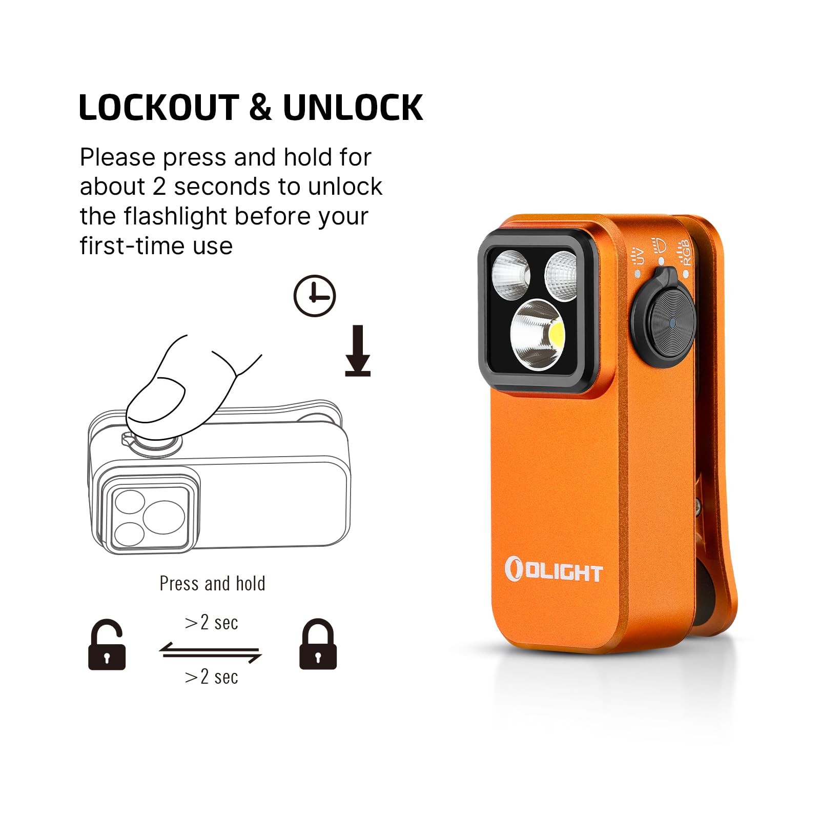 OLIGHT Oclip Pro S EDC Flashlight Clip-on Light, 600 Lumens Small, Orange