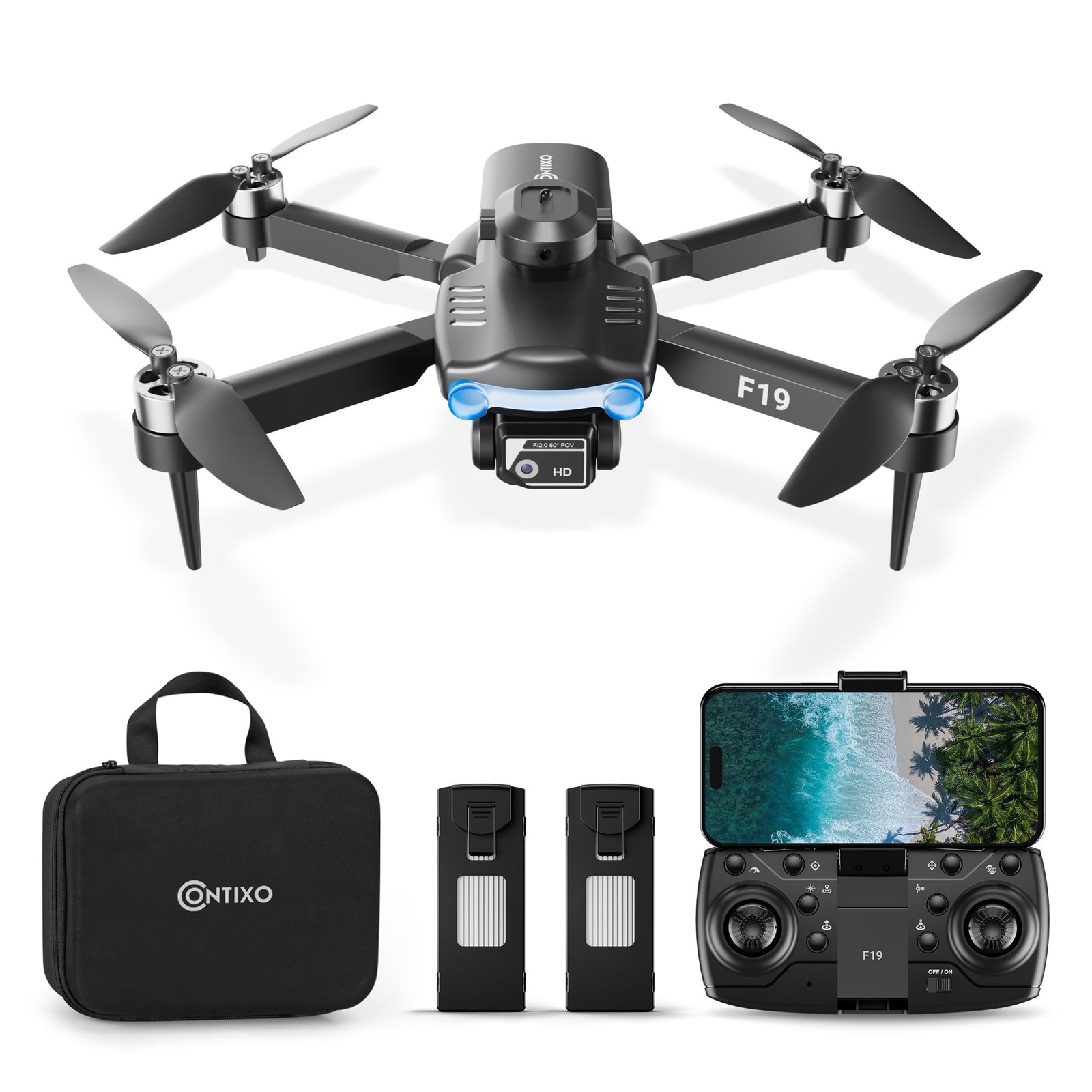 Contixo F19 Drone With 1080pHD FPV Camera,20Min Flight 360°Flips Brushless Motor