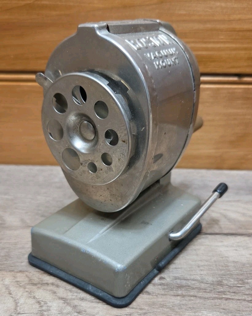 Vtg Boston Vacuum Mount Pencil Sharpener 8 Hole Works Properly USA Made