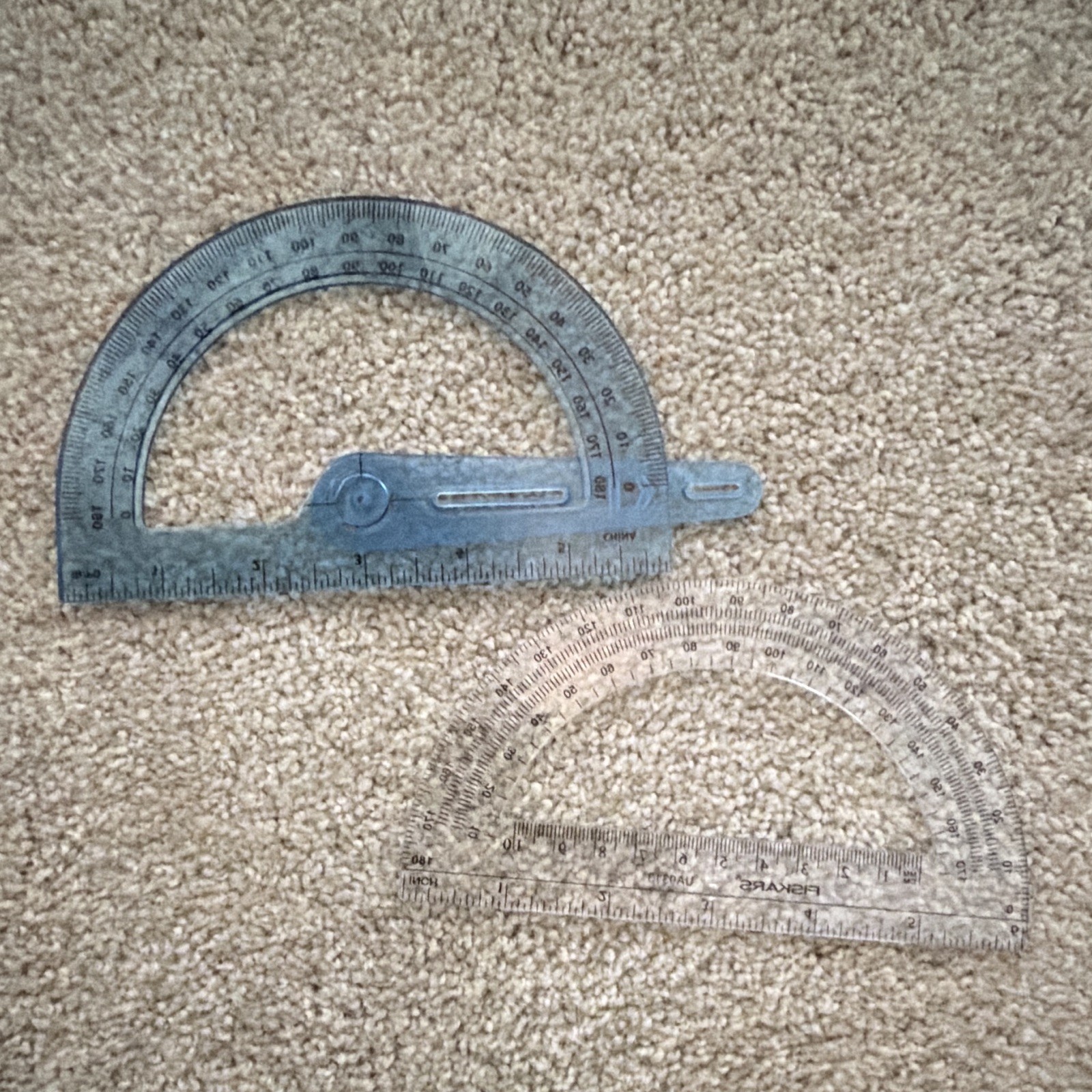 2 Combination Protractor Semi-Circular Head 0-180 Degrees