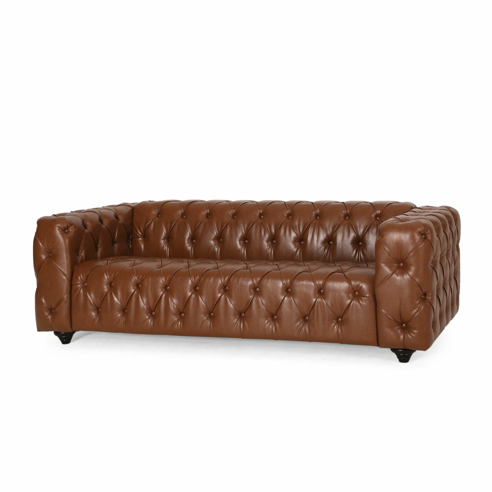 Marengo Contemporary Faux Leather Tufted 3 Seater Sofa
