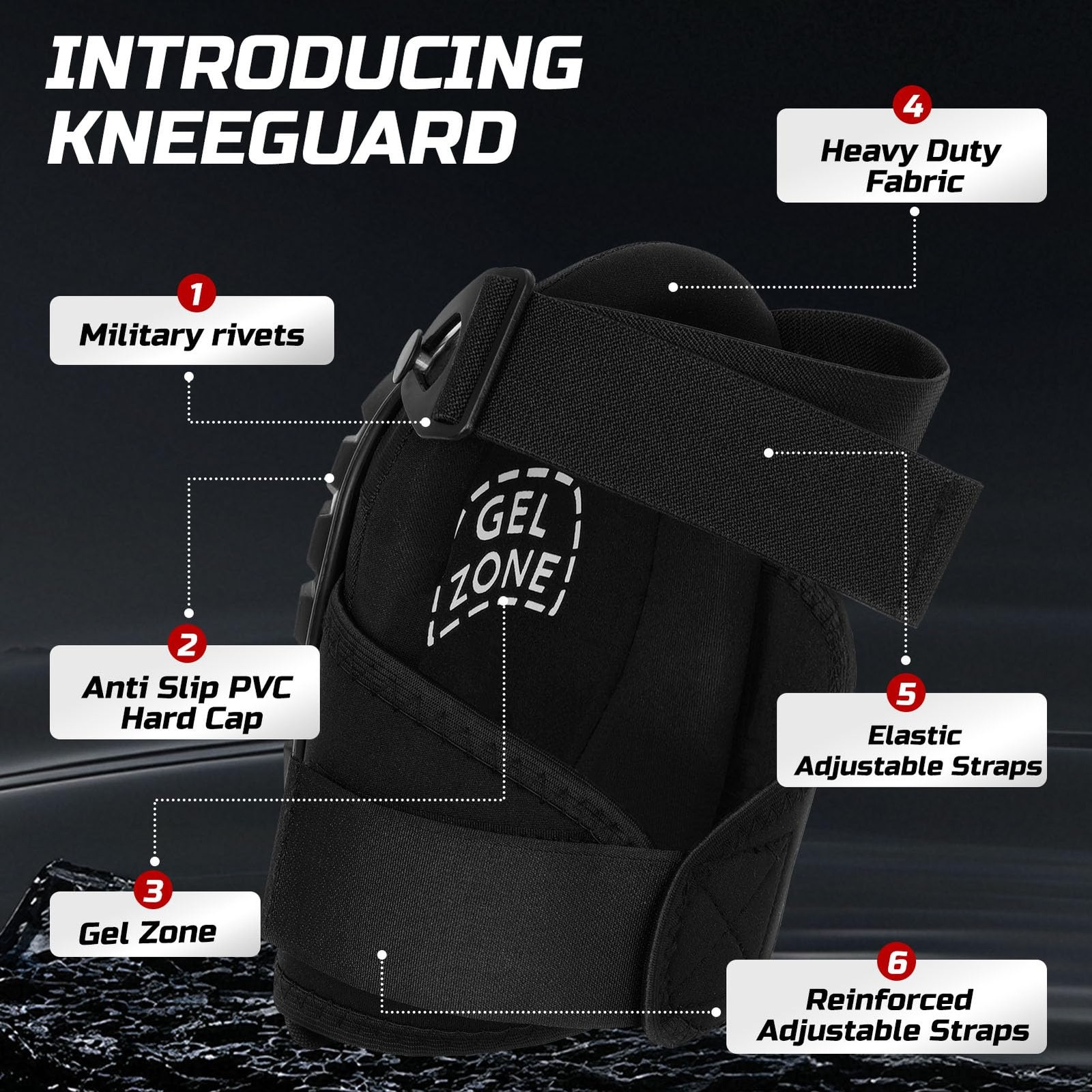Gel Knee Pads Heavy Duty Adjustable Work Construction Pads