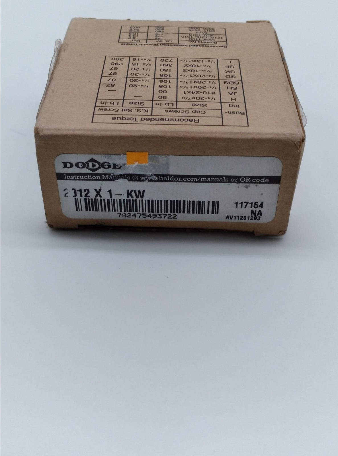 Dodge 117164 / 2012 X 1-KW Taper-Lock Split Bushing Bore 1"