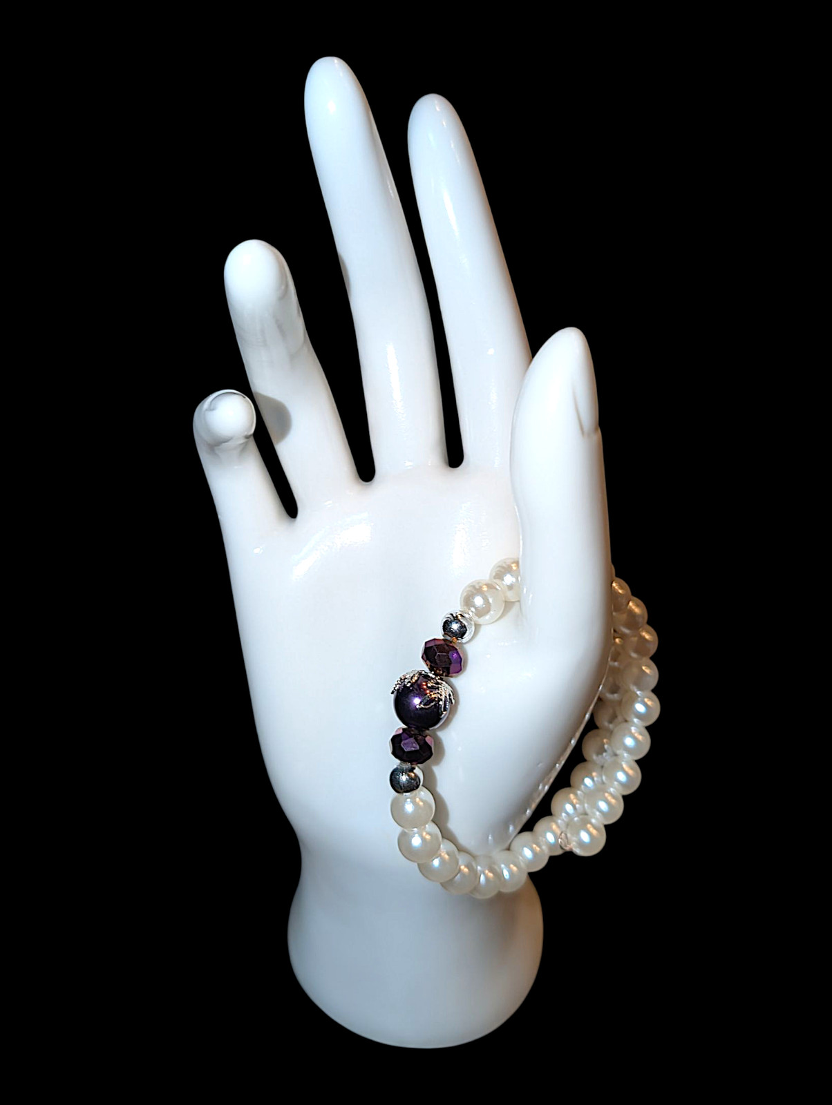 Eggplant Bloom Pearl Adjustable Bracelet