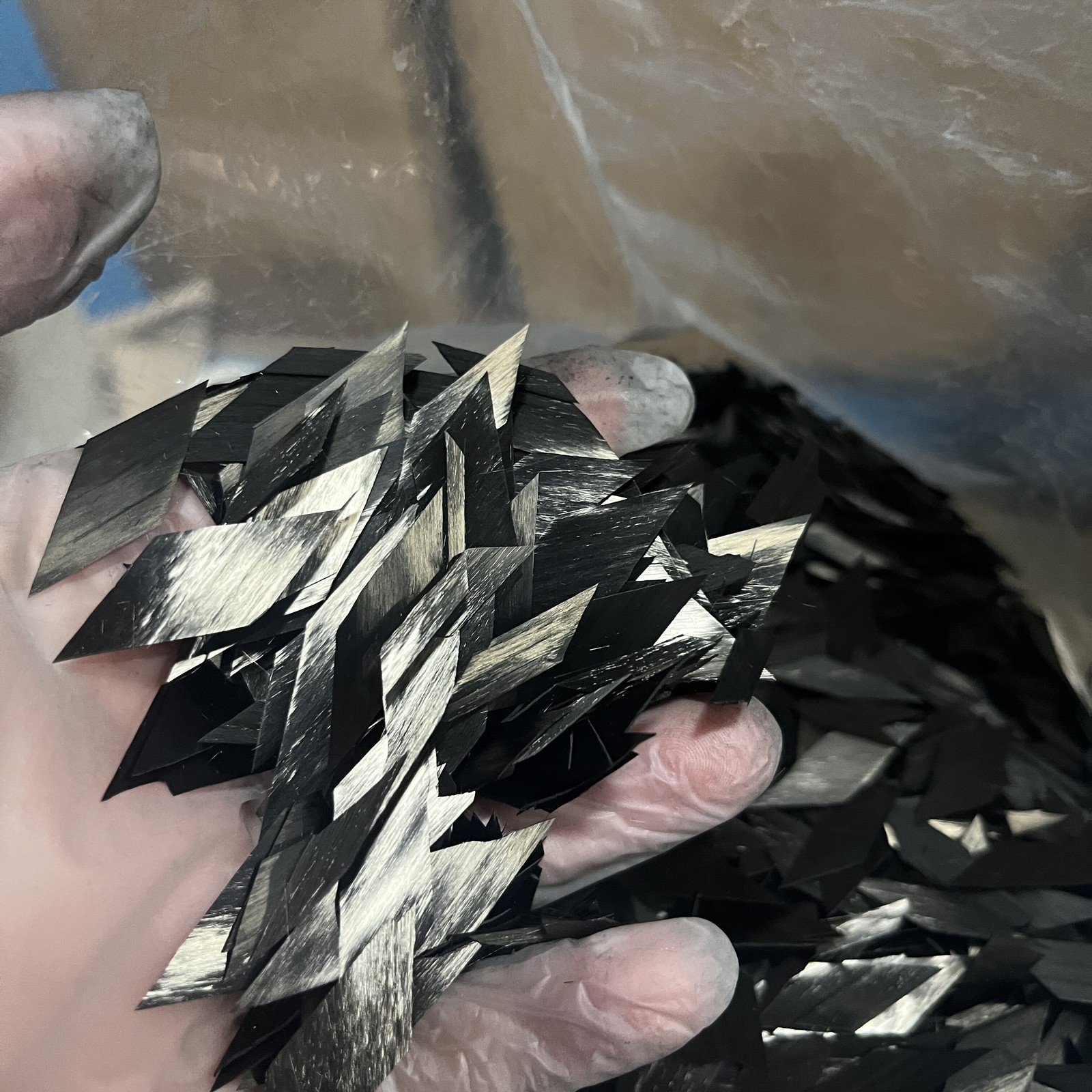 300G 500G Forged Texture Chopped Carbon Fiber Flakes Rhombus Diamond Shape