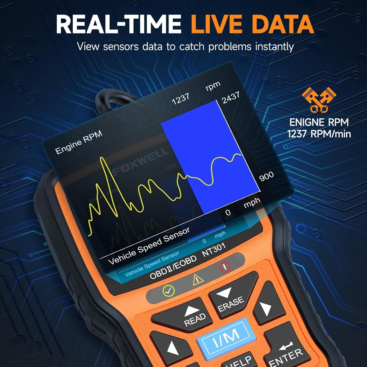 FOXWELL NT301 OBD2 Scanner Diagnostic Tool Live Data Code Reader Check Engine