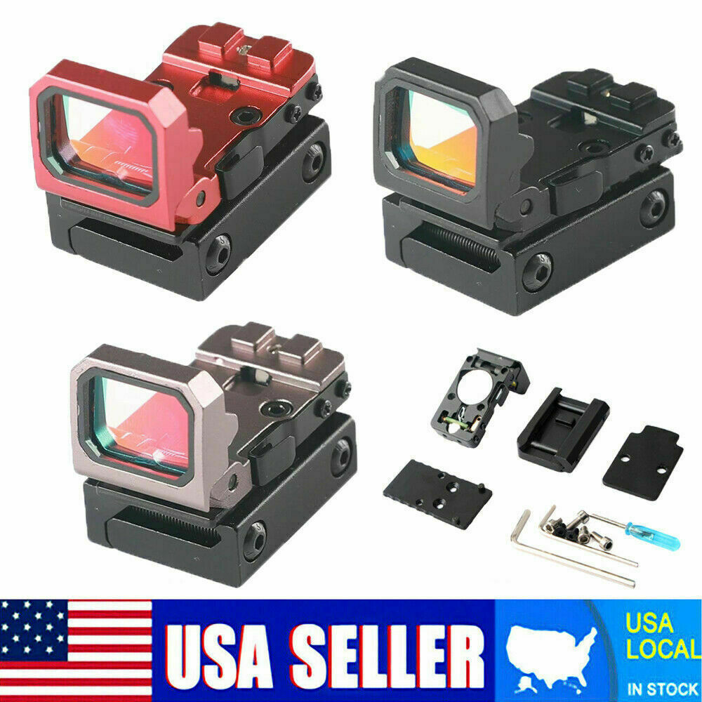 Tactical Mini Folding Flip Up Red Dot Reflex Sight RMR Scope Mount Holographic