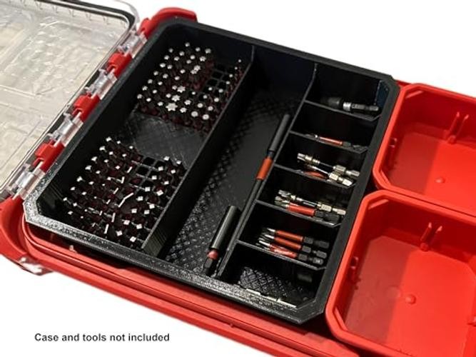 Impact bit holder insert for Packout Low Profile Organizers (7 Compartment Red