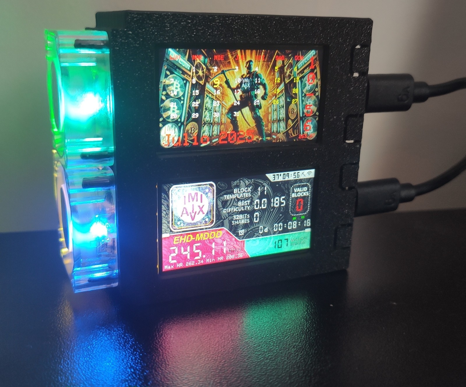 Dual NMminer - Double Solo Crypto Miner 300+kh/s -  2 x 1.9" Screen -Desk Gadget