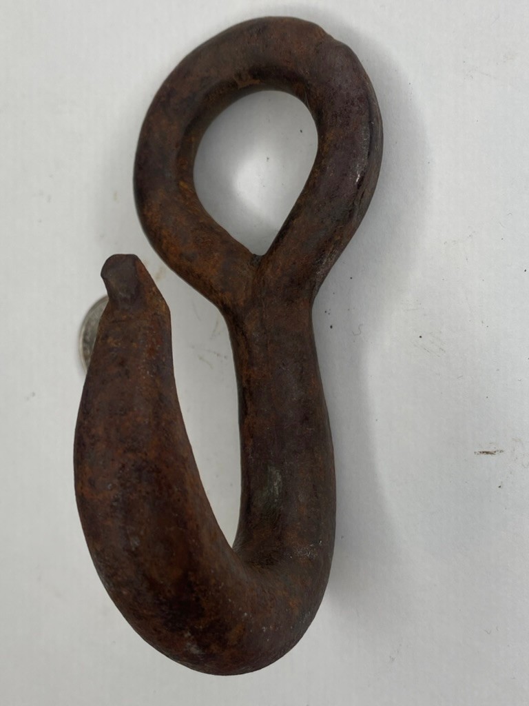Antique Vintage 4-3/4" Blacksmith Forged Iron Lifting Crane Hook Farm, Ranch