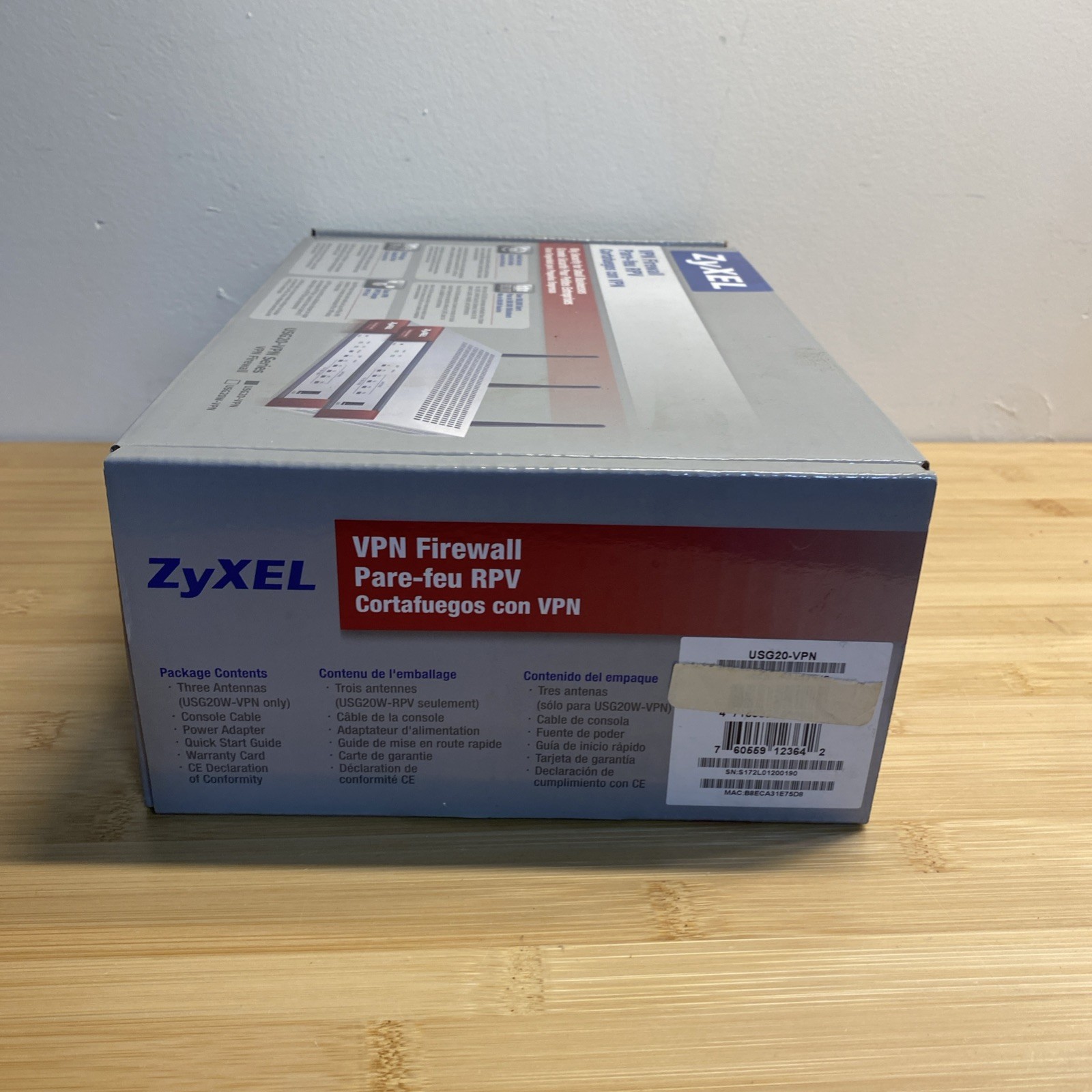 ZyXel Zywall USG 20 Unified Security Gateway VPN Firewall with Power Adapter
