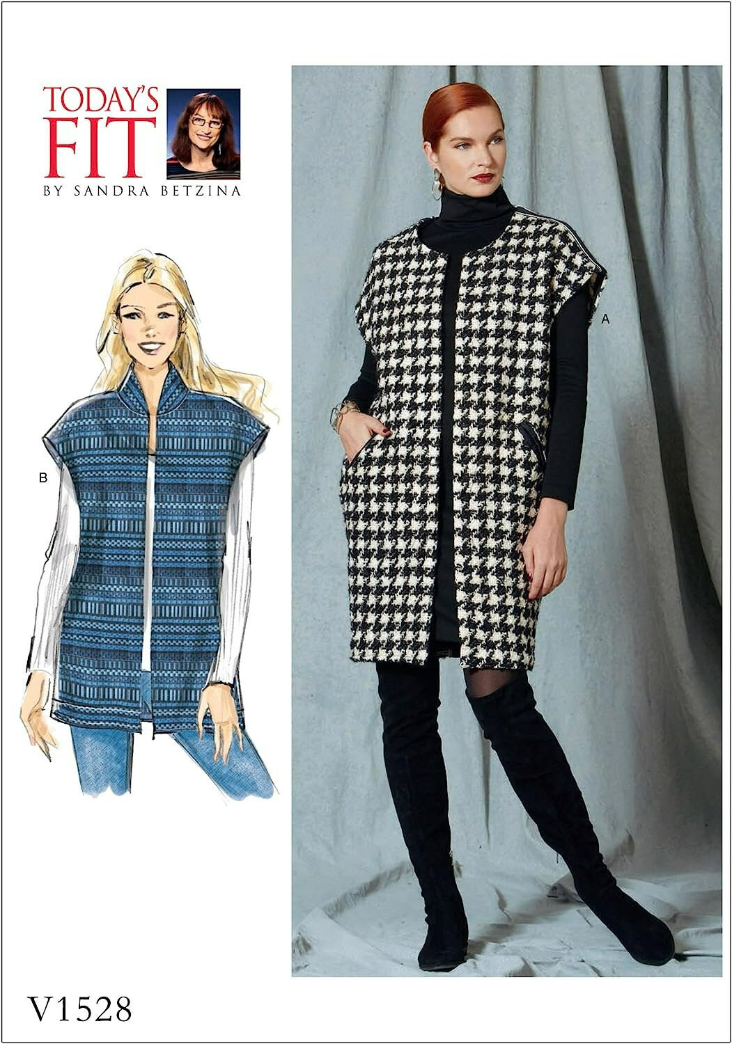 Vogue V1528 Sandra Betzina Misses' Open-Front, Drop-Shoulder Vests Pattern