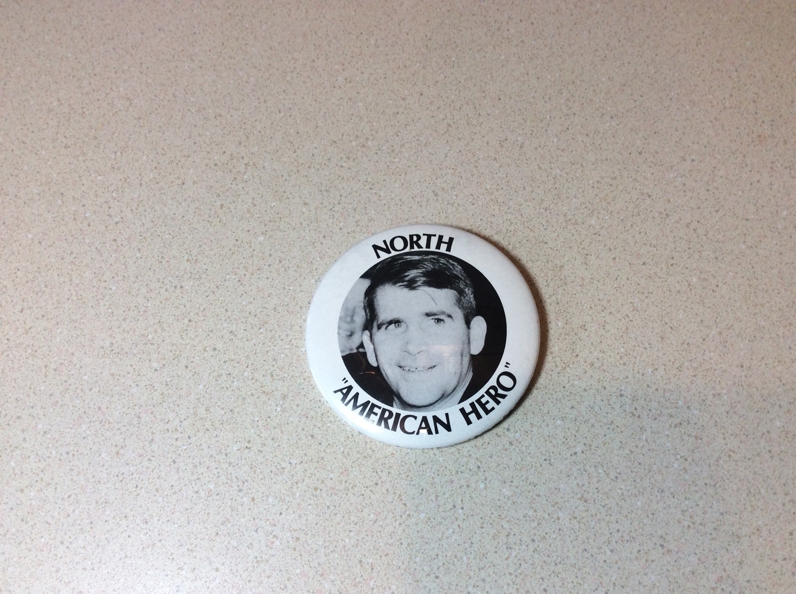 Vintage Oliver North OLLIE "North American Hero"  Button Pin Rare
