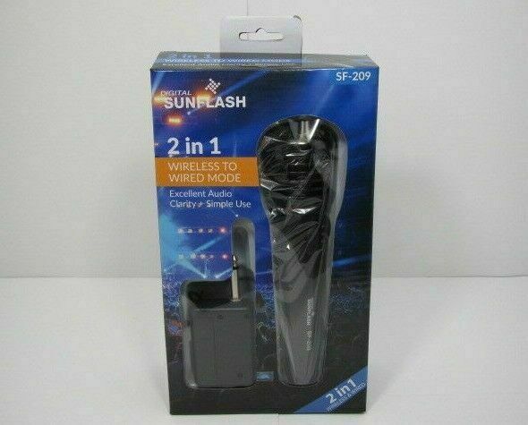 Digital Sunflash SF-209: 2-in-1 Wireless & Wired Microphone w/ Battery - Black