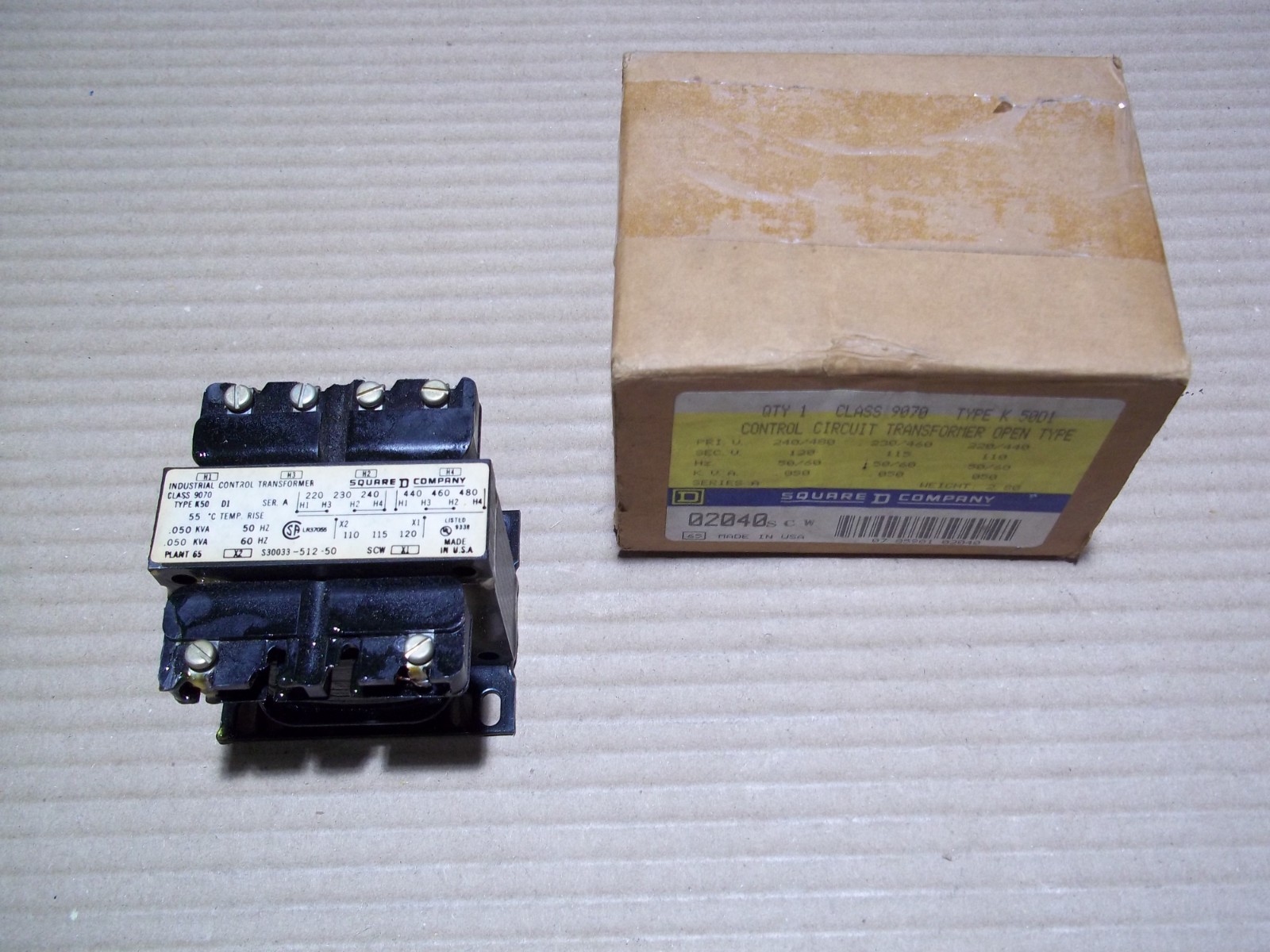 New Square D 9070 K50D1 Control Circuit Transformer Open Type 240/480V 120V