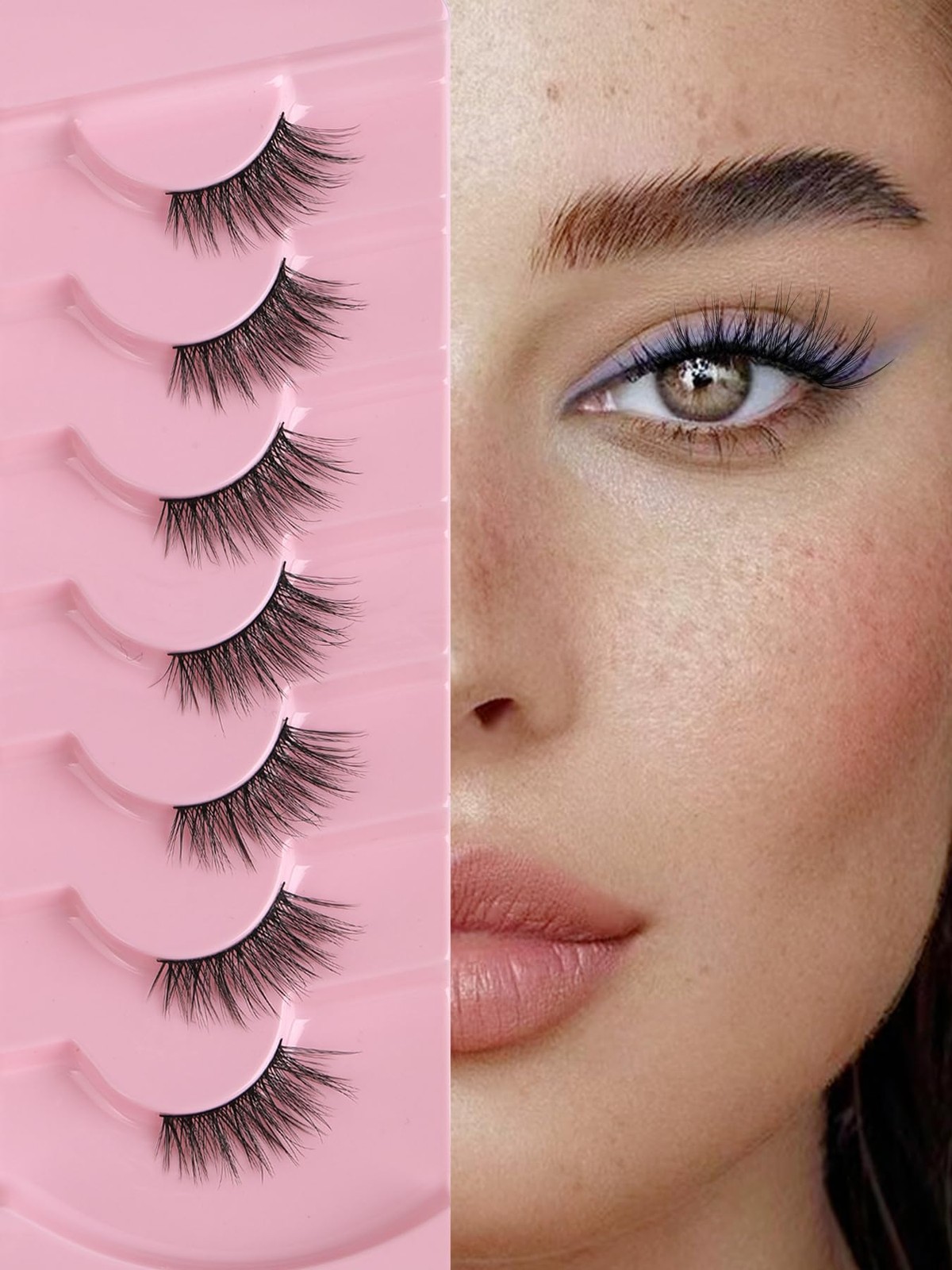 Half Eyelashes Natural Look False 1 pair (Pack of 7), black