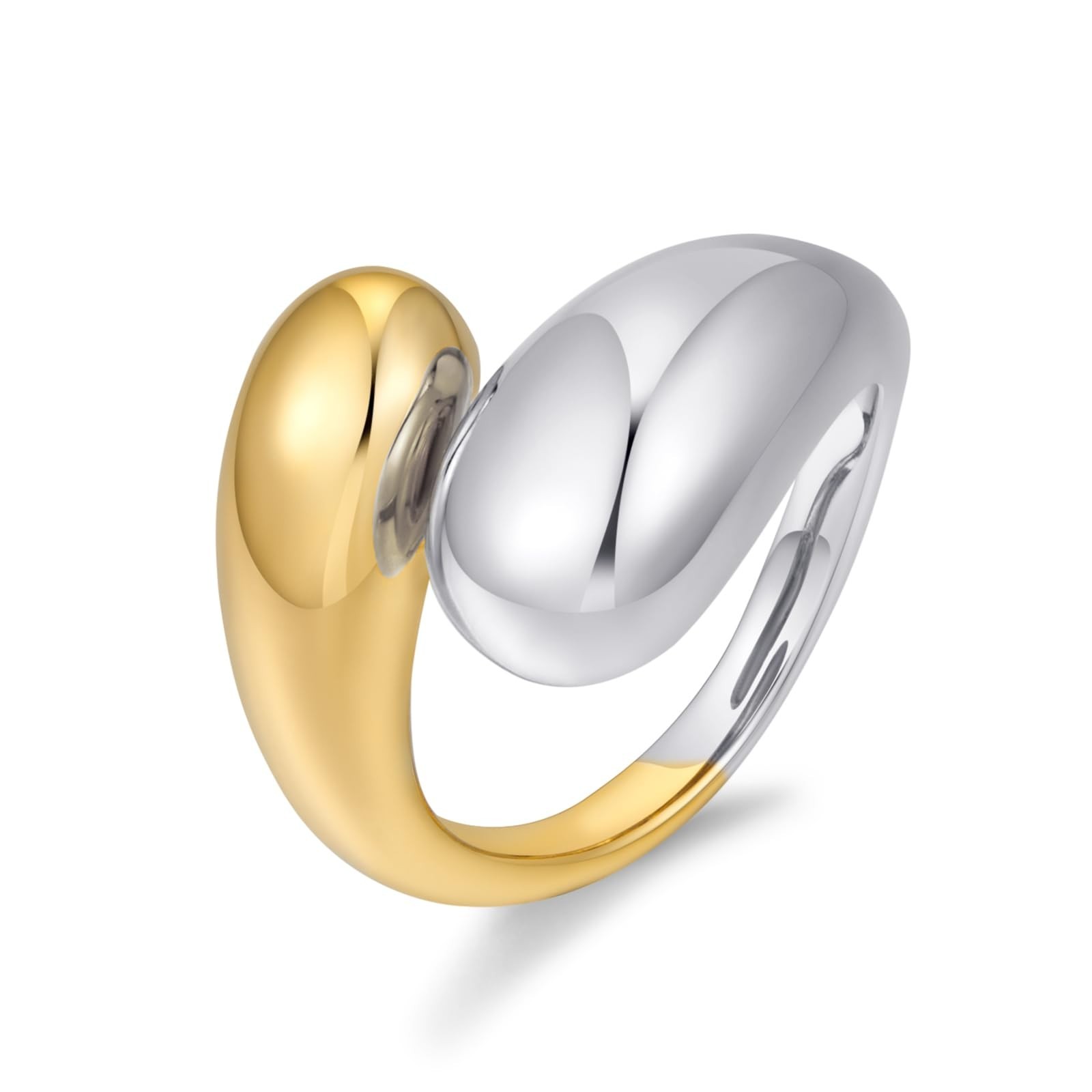 WOWORAMA Chunky Open Rings for Women Gold Silver Adjustable Dome Teardrop Rin...
