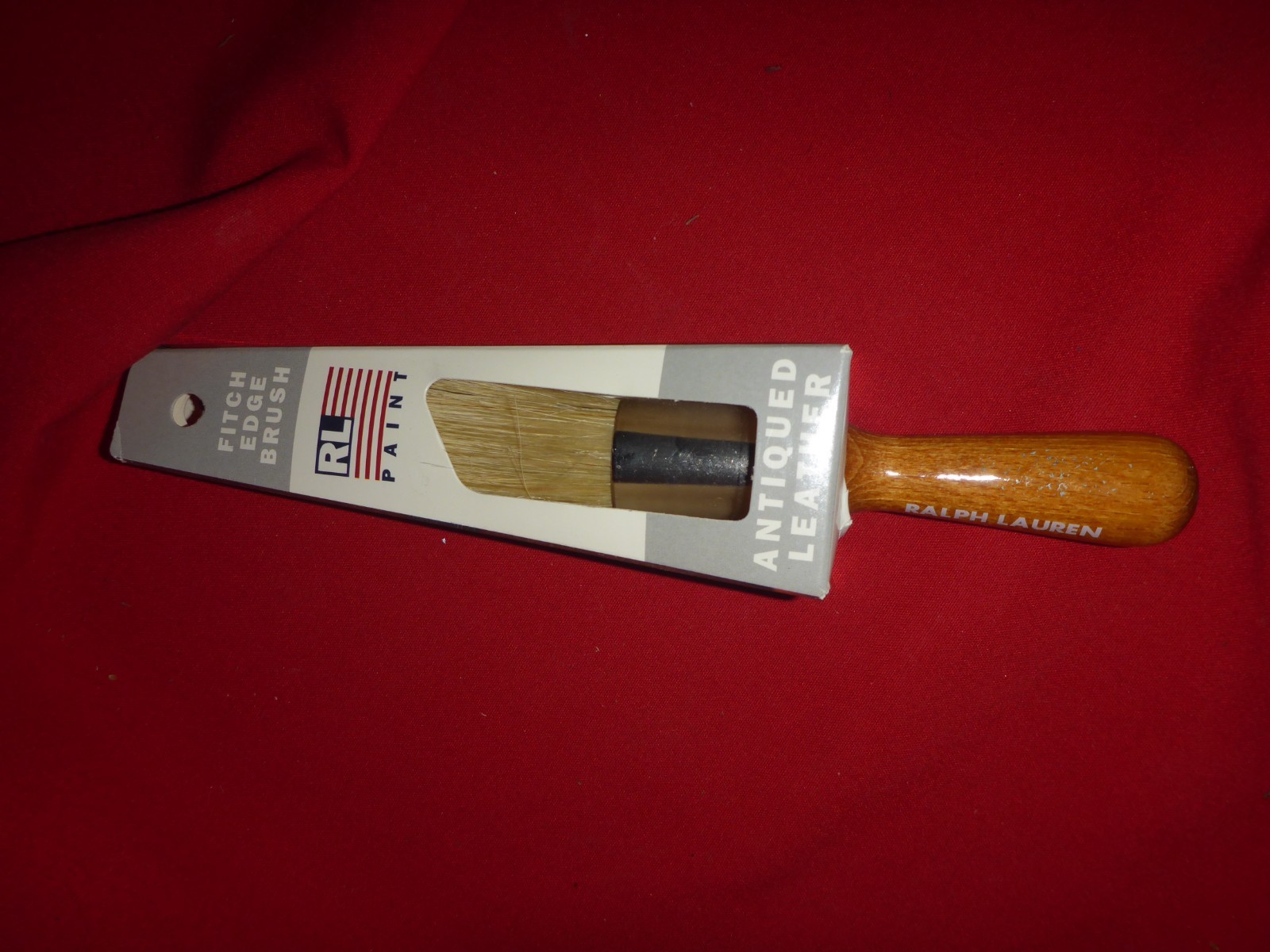 New Boxed Ralph Lauren Fitch Edge Brush Antiqued Leather Paint Brush Painting